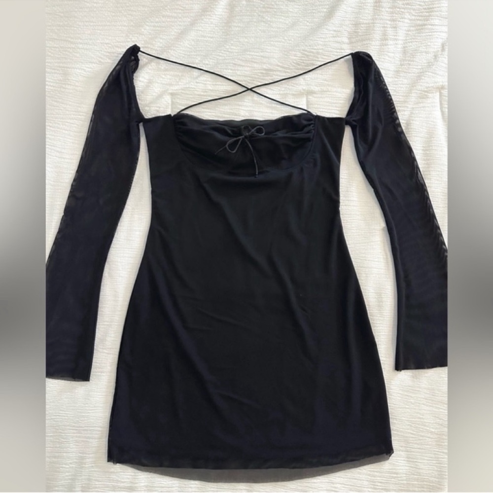 Black Long Sleeve Mini Dress